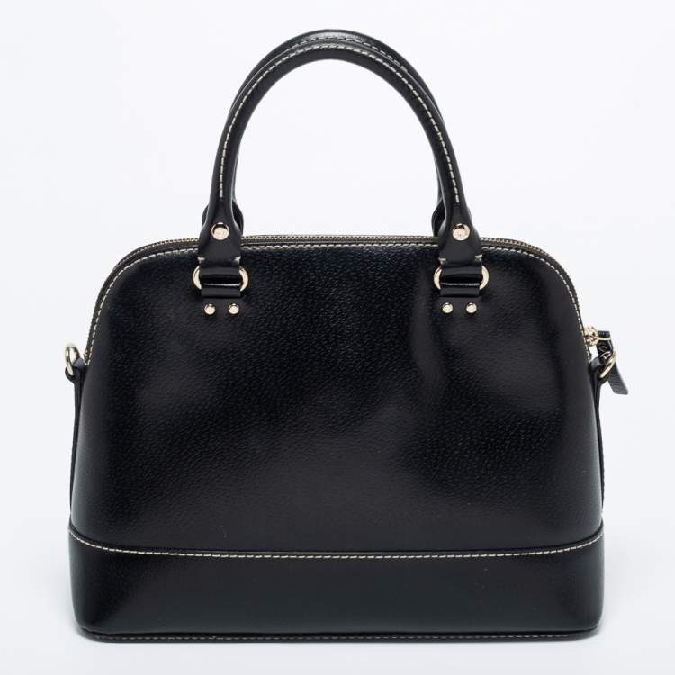مملوكة مسبقًا Kate Spade Black Leather Large Wellesley Rachelle Dome Satchel