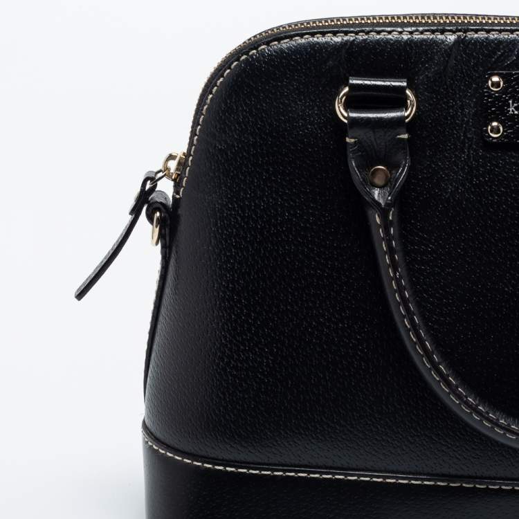 مملوكة مسبقًا Kate Spade Black Leather Large Wellesley Rachelle Dome Satchel