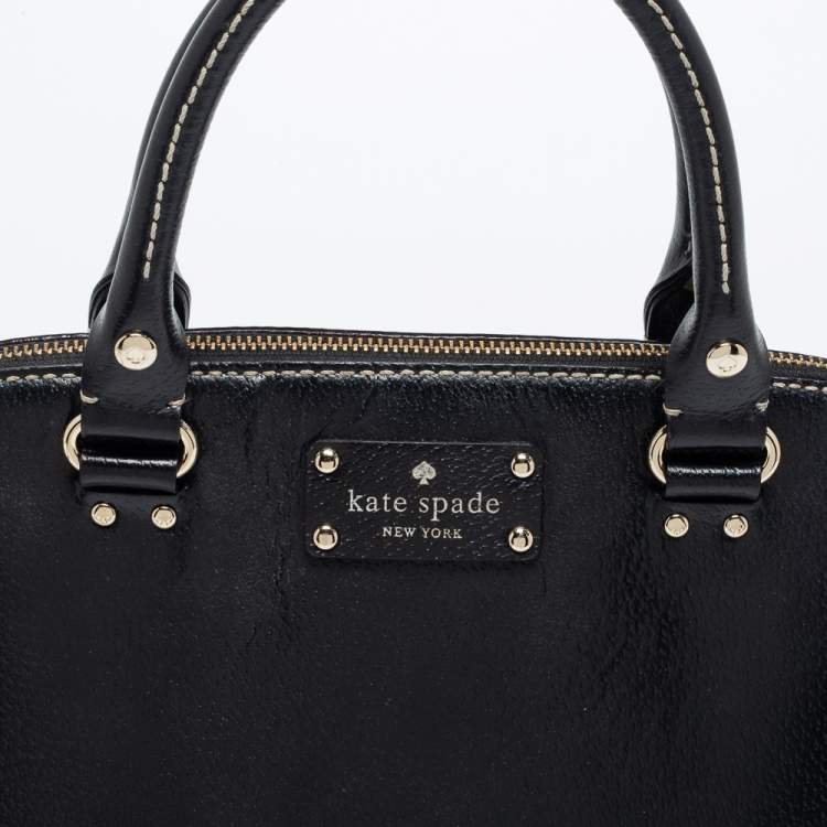 مملوكة مسبقًا Kate Spade Black Leather Large Wellesley Rachelle Dome Satchel