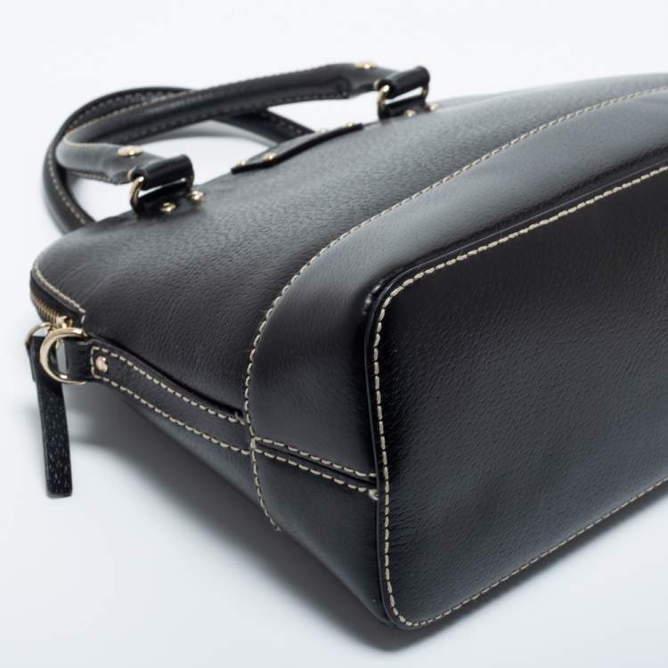 مملوكة مسبقًا Kate Spade Black Leather Large Wellesley Rachelle Dome Satchel