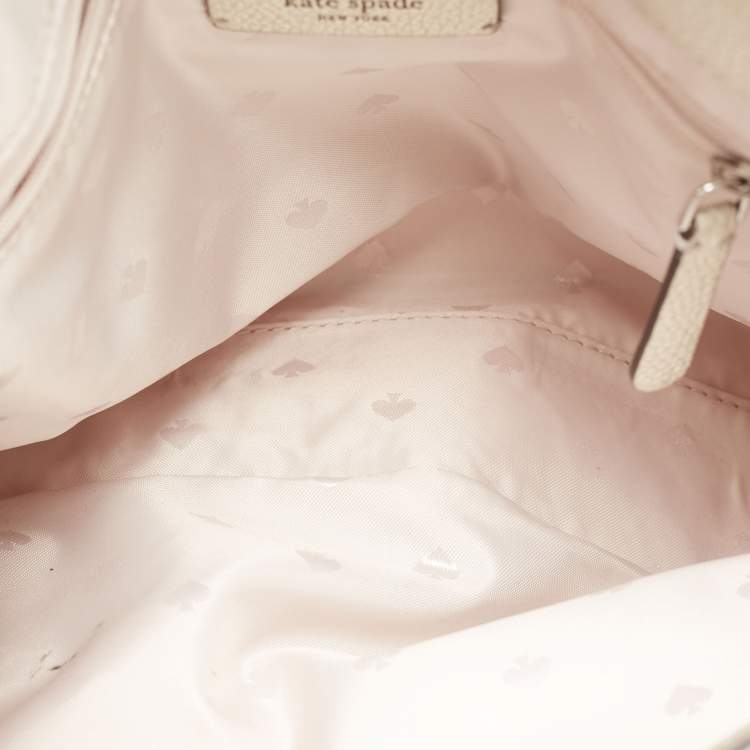 Pre Owned Kate spade Silver Grained Leather Floral Applique Evangelie Larchmont Avenue Satchel