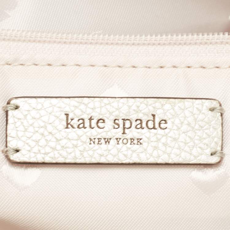 Pre Owned Kate spade Silver Grained Leather Floral Applique Evangelie Larchmont Avenue Satchel
