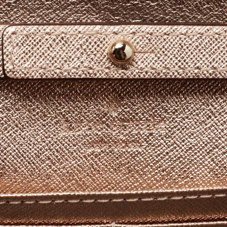 Pre Owned Kate Spade Metallic Rose Gold Leather Flap Crossbody Bag