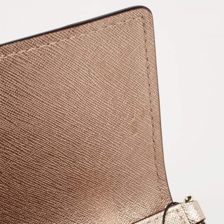 Pre Owned Kate Spade Metallic Rose Gold Leather Flap Crossbody Bag