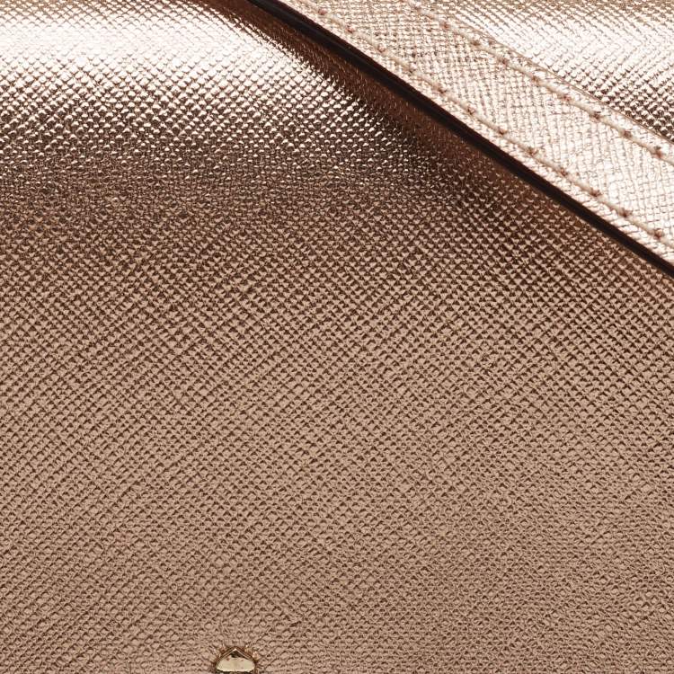 Pre Owned Kate Spade Metallic Rose Gold Leather Flap Crossbody Bag