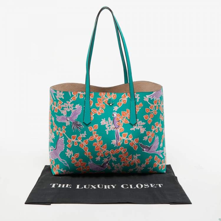 Pre Owned Kate Spade Multicolor Leather Large Bird Party Molly Tote