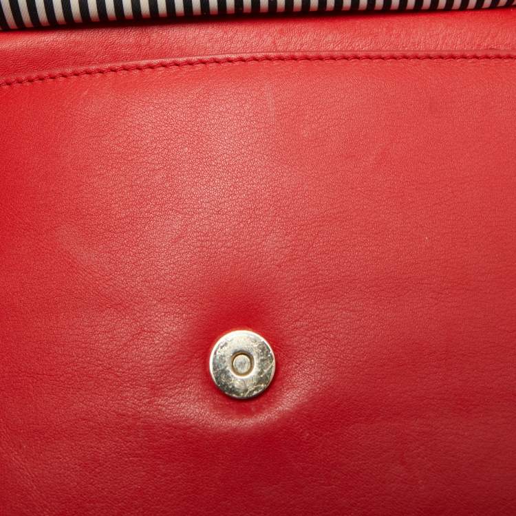 Pre Owned Kate Spade Red Leather Flap Top Handle Bag