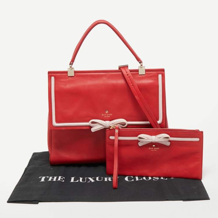 Pre Owned Kate Spade Red Leather Flap Top Handle Bag