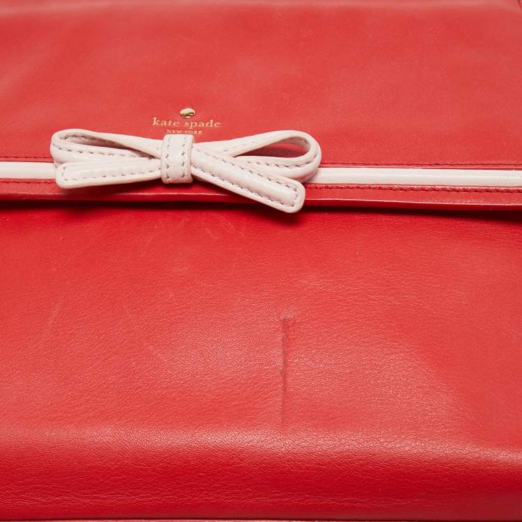 Pre Owned Kate Spade Red Leather Flap Top Handle Bag
