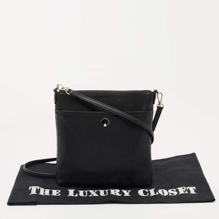 Pre Owned Kate Spade Black Leather Zip Crossbody Bag