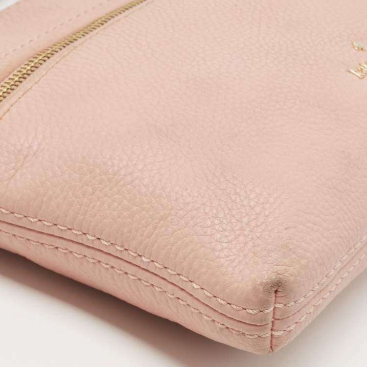 Pre Owned Kate Spade Pink Leather Zip Crossbody Bag