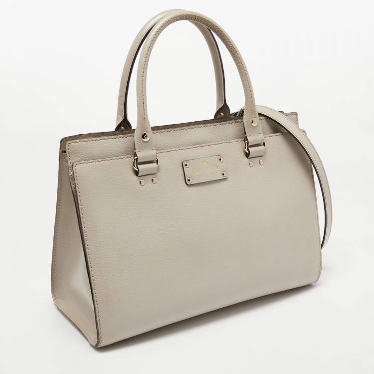 Pre Owned Kate Spade Off White Leather Wellesley Tote