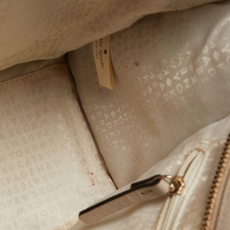 Pre Owned Kate Spade Off White Leather Wellesley Tote