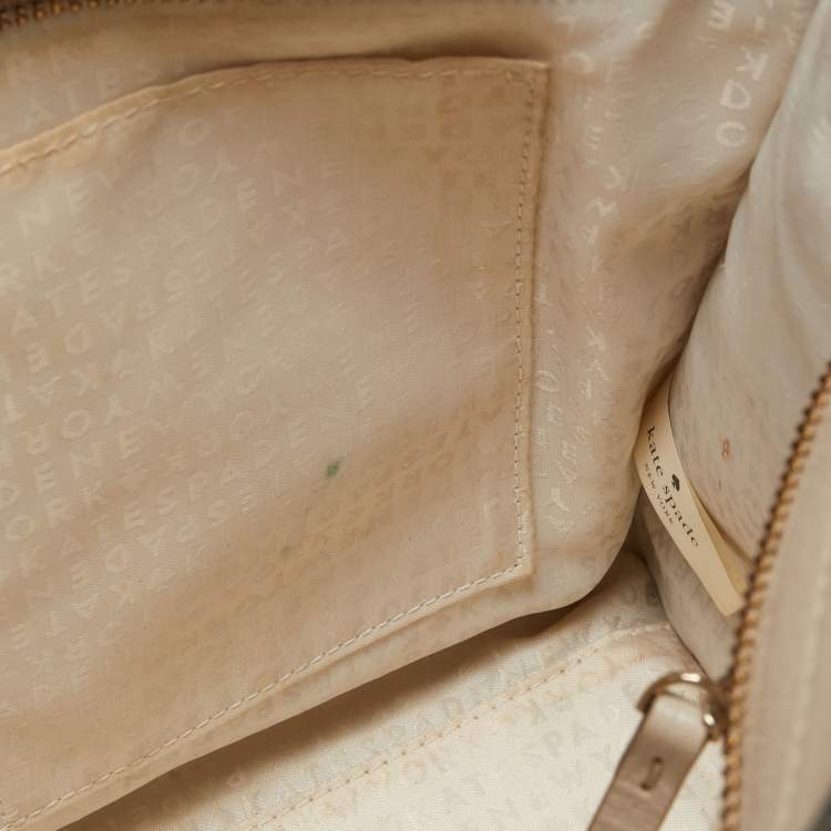 Pre Owned Kate Spade Off White Leather Wellesley Tote
