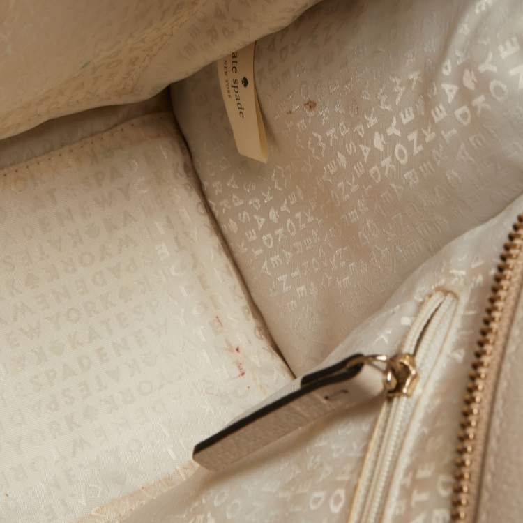 Pre Owned Kate Spade Off White Leather Wellesley Tote