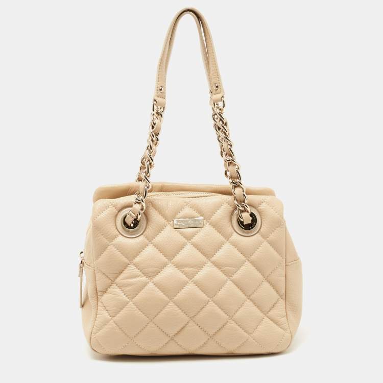 Pre Owned Kate Spade Beige Quilted Leather Elizabeth Satchel