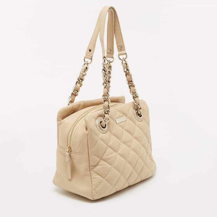 Pre Owned Kate Spade Beige Quilted Leather Elizabeth Satchel