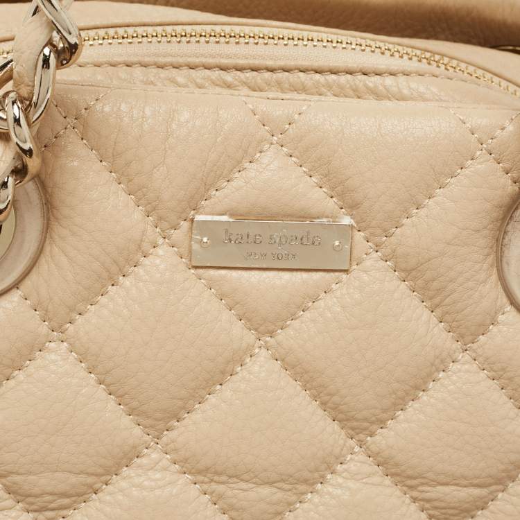 Pre Owned Kate Spade Beige Quilted Leather Elizabeth Satchel