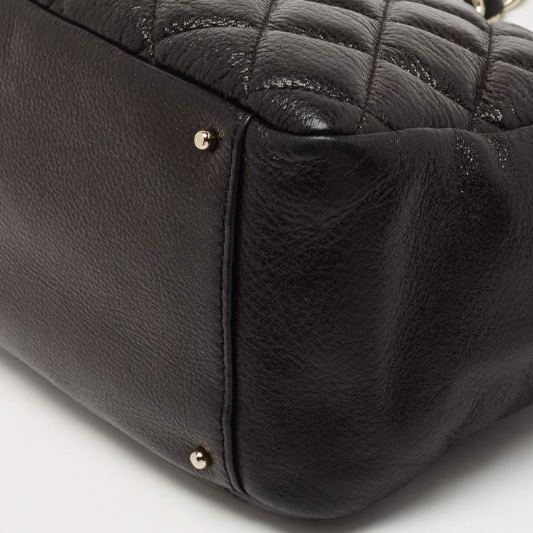 Pre Owned Kate Spade Black Quilted Shimmer Leather Elizabeth Shoulder Bag
