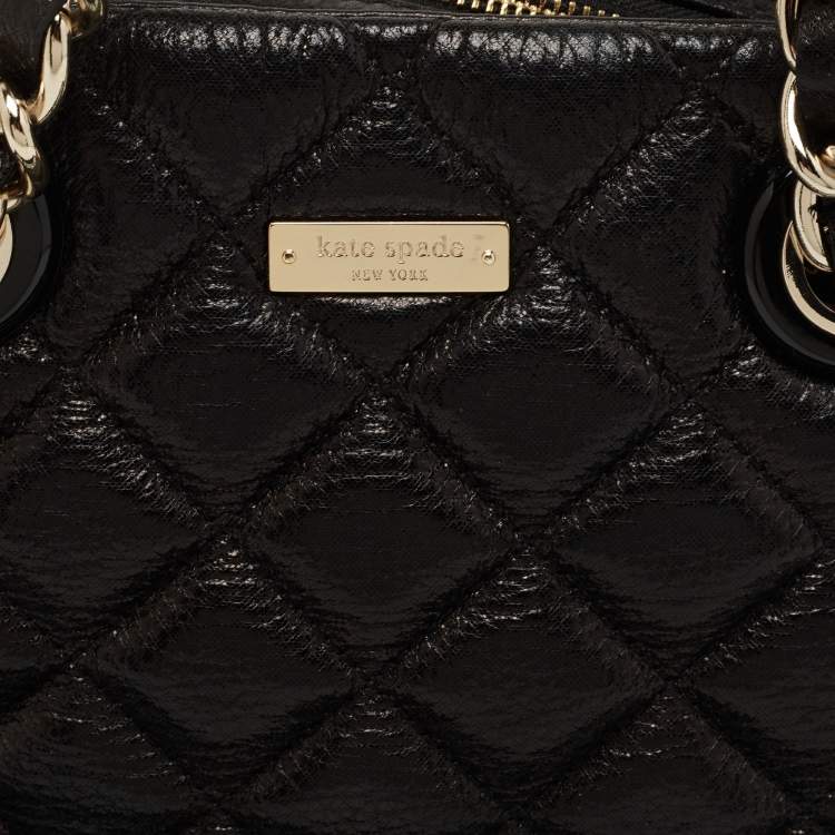 Pre Owned Kate Spade Black Quilted Shimmer Leather Elizabeth Shoulder Bag