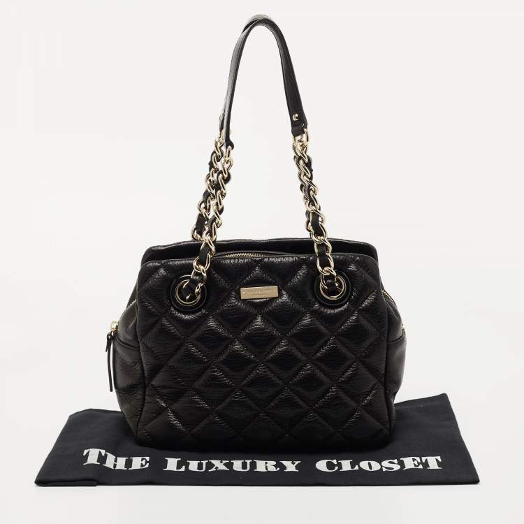 Pre Owned Kate Spade Black Quilted Shimmer Leather Elizabeth Shoulder Bag