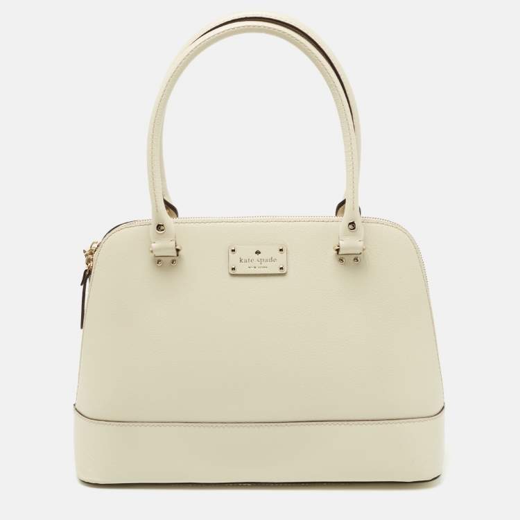 Pre Owned Kate Spade Off White Leather Wellesley Rachelle Satchel