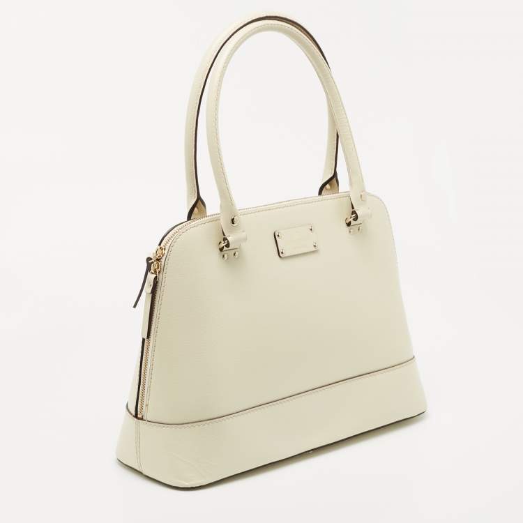 Pre Owned Kate Spade Off White Leather Wellesley Rachelle Satchel