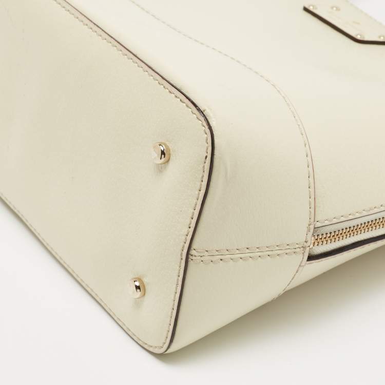 Pre Owned Kate Spade Off White Leather Wellesley Rachelle Satchel