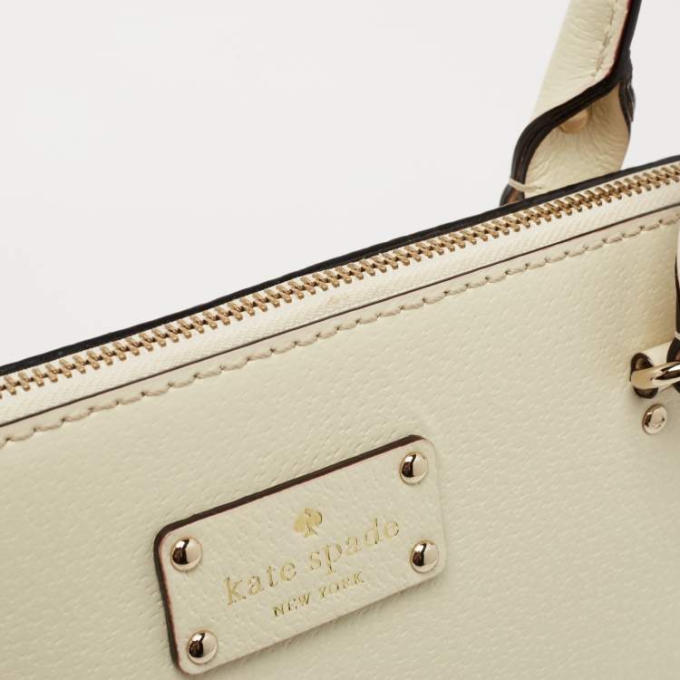 Pre Owned Kate Spade Off White Leather Wellesley Rachelle Satchel
