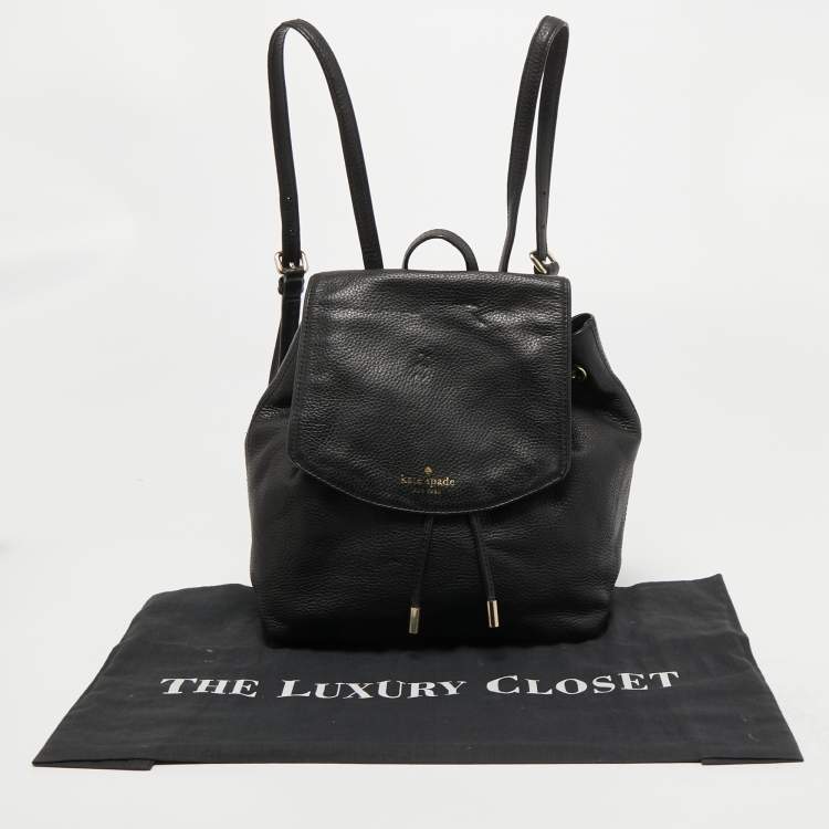 Pre Owned Kate Spade Black Leather Small Breezy Backpack