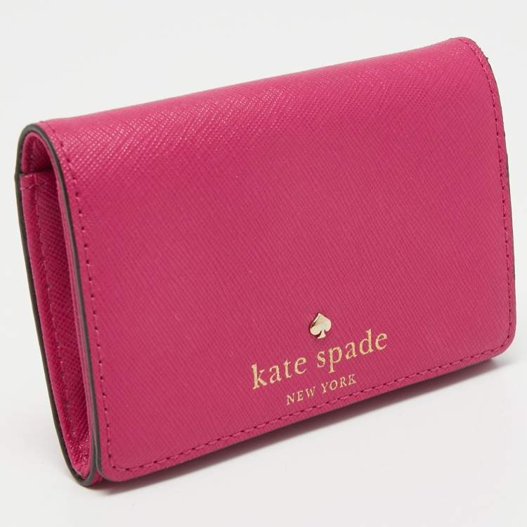 Pre Owned Kate Spade Fuchsia Leather Card Case