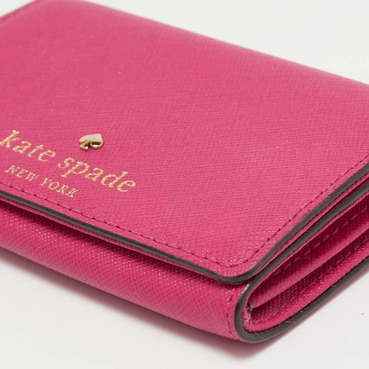 Pre Owned Kate Spade Fuchsia Leather Card Case