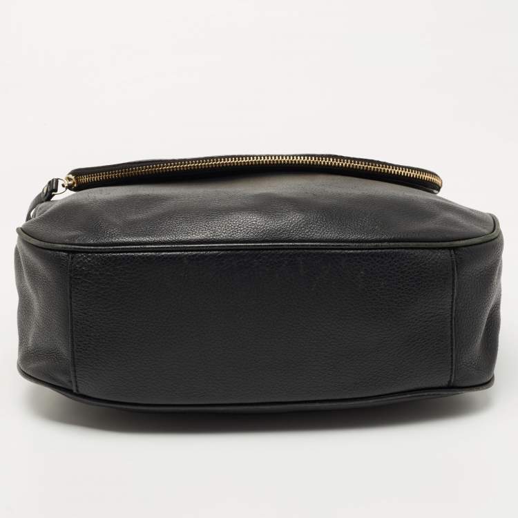 Pre Owned Kate Spade Black Leather Foldover Hobo