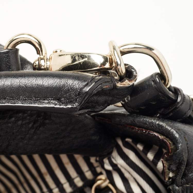 Pre Owned Kate Spade Black Leather Foldover Hobo