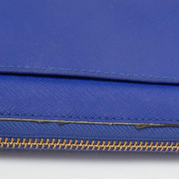 Pre Owned Kate Spade Blue Laser Cut Leather Satchel