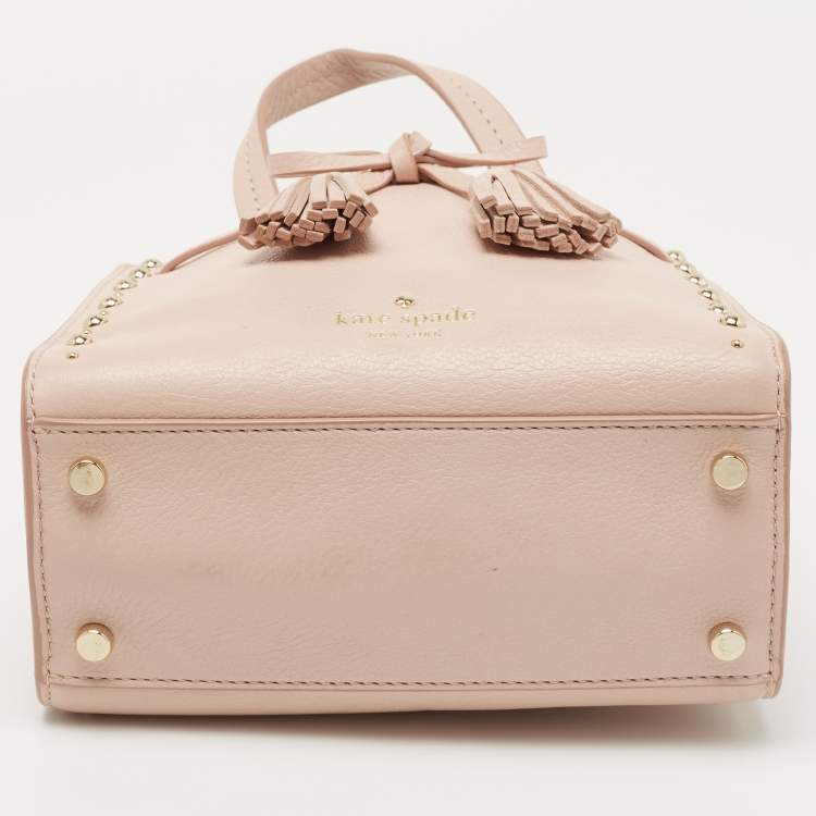 Pre Owned Kate Spade Pink Leather Small Studded Hayes Street Sam Tote