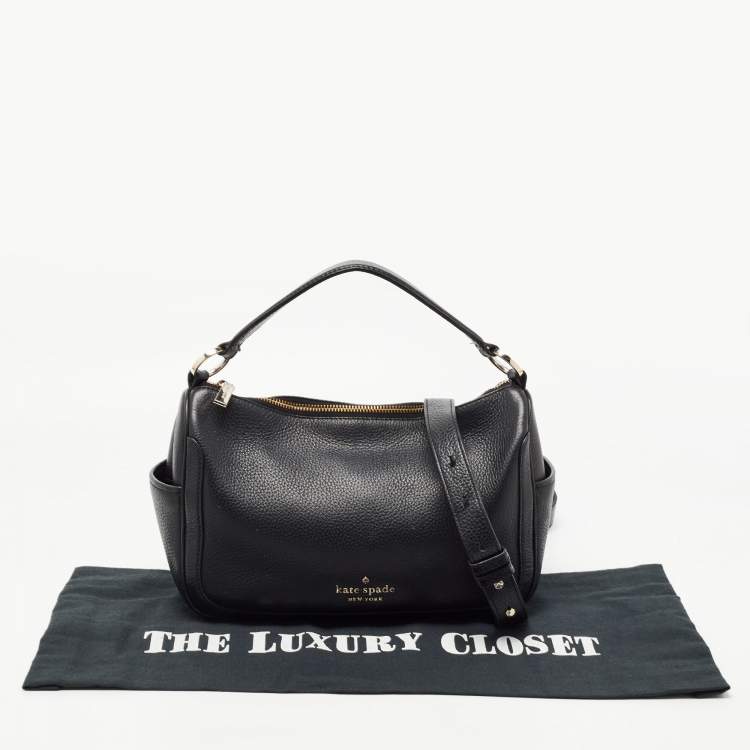 Pre Owned Kate Spade Black Leather Smoosh Crossbody Bag