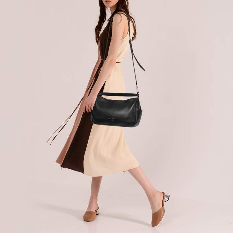 kate spade handbag for women Smoosh collection leather crossbody purse,  Black: Handbags