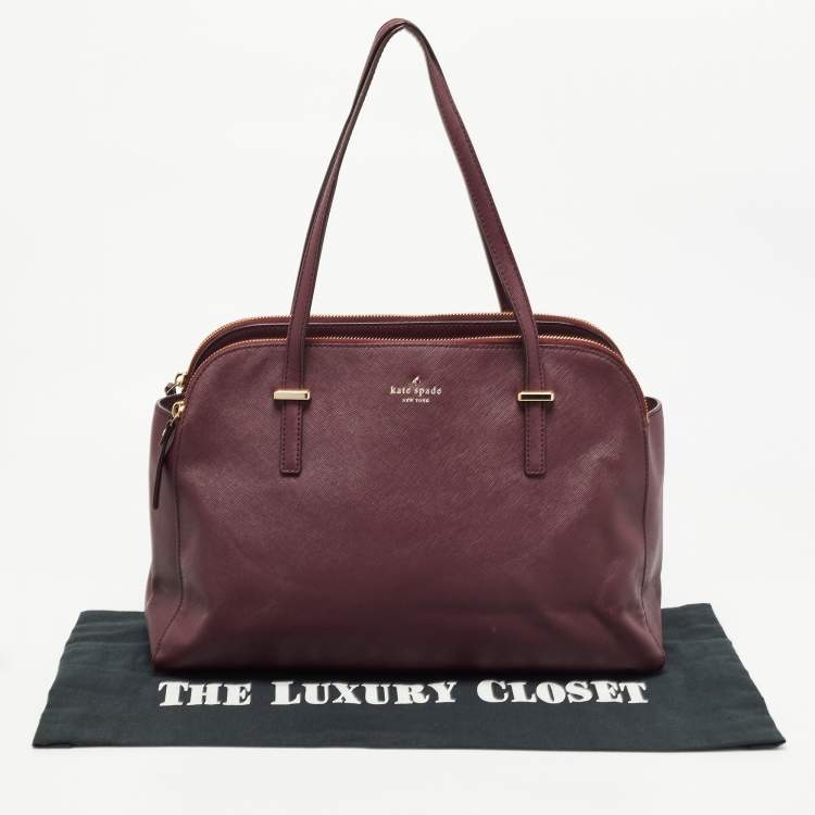 Pre Owned Kate Spade Burgundy Leather Cedar Street Elissa Satchel