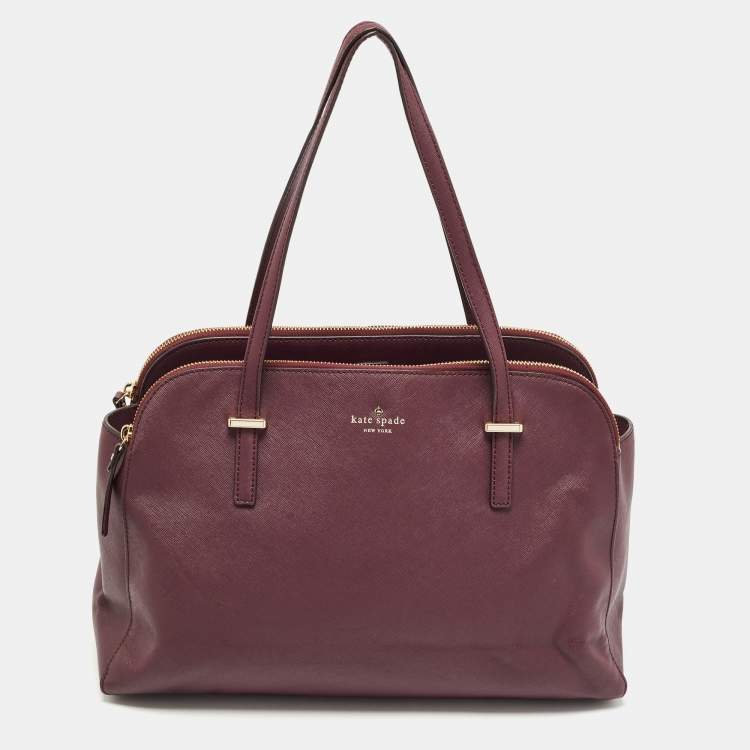 Pre Owned Kate Spade Burgundy Leather Cedar Street Elissa Satchel