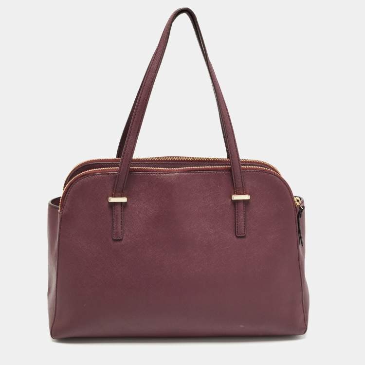 Pre Owned Kate Spade Burgundy Leather Cedar Street Elissa Satchel