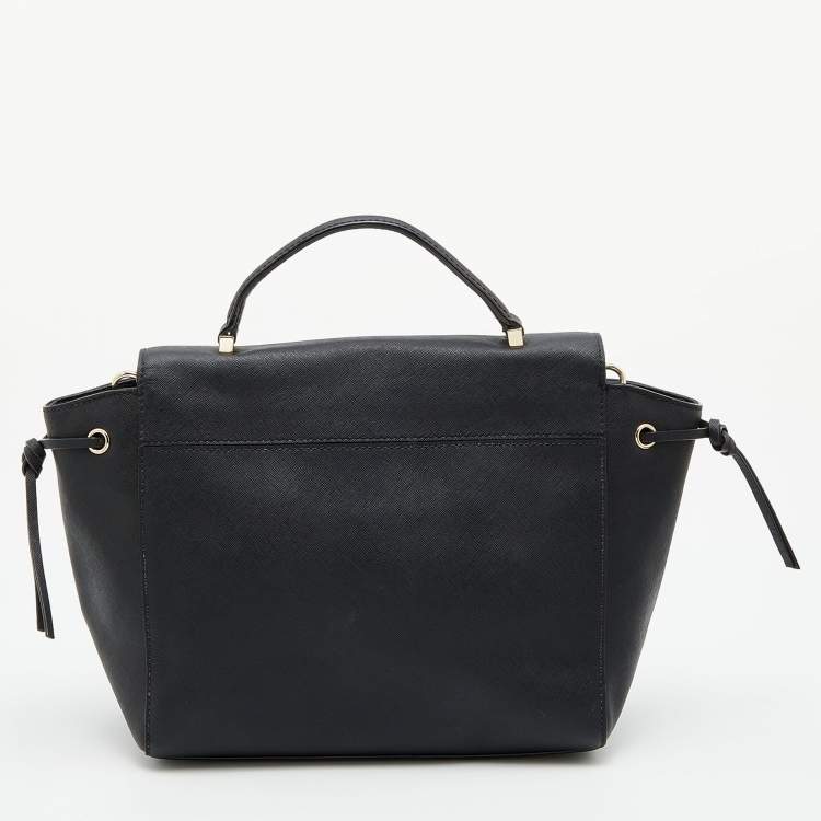 Pre Owned Kate Spade Black Leather Flap Top Handle Bag