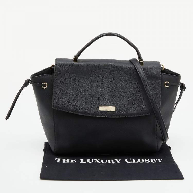Pre Owned Kate Spade Black Leather Flap Top Handle Bag