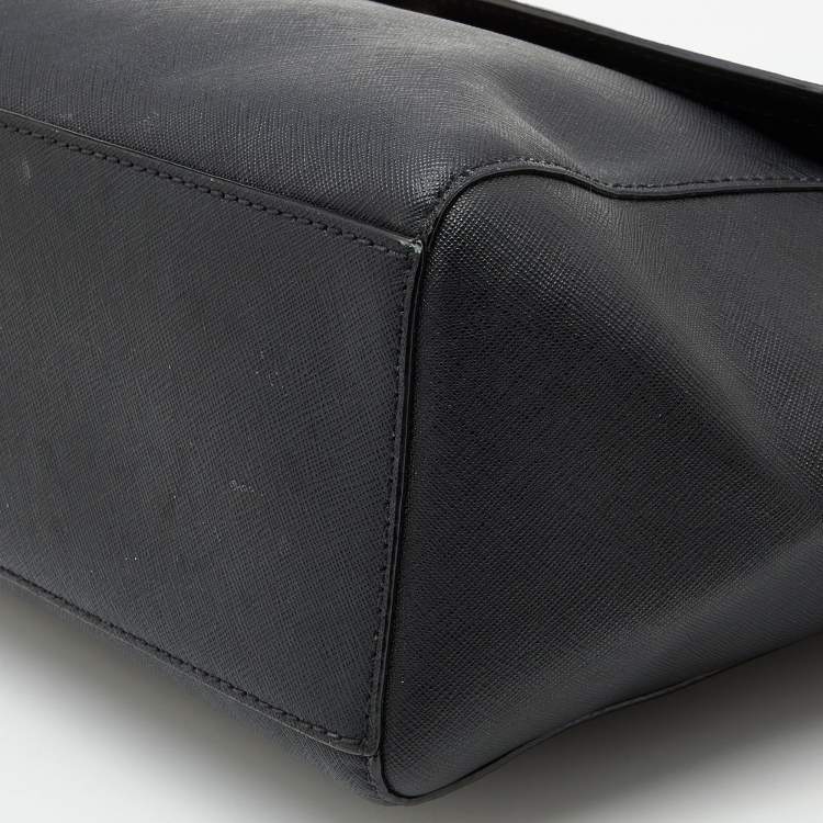 Pre Owned Kate Spade Black Leather Flap Top Handle Bag