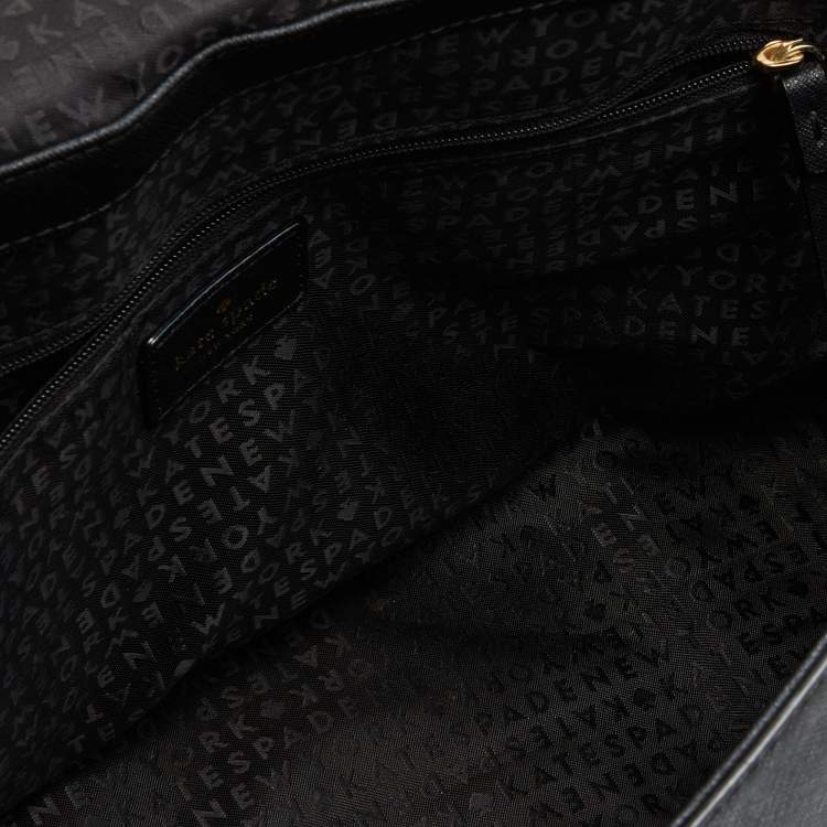 Pre Owned Kate Spade Black Leather Flap Top Handle Bag