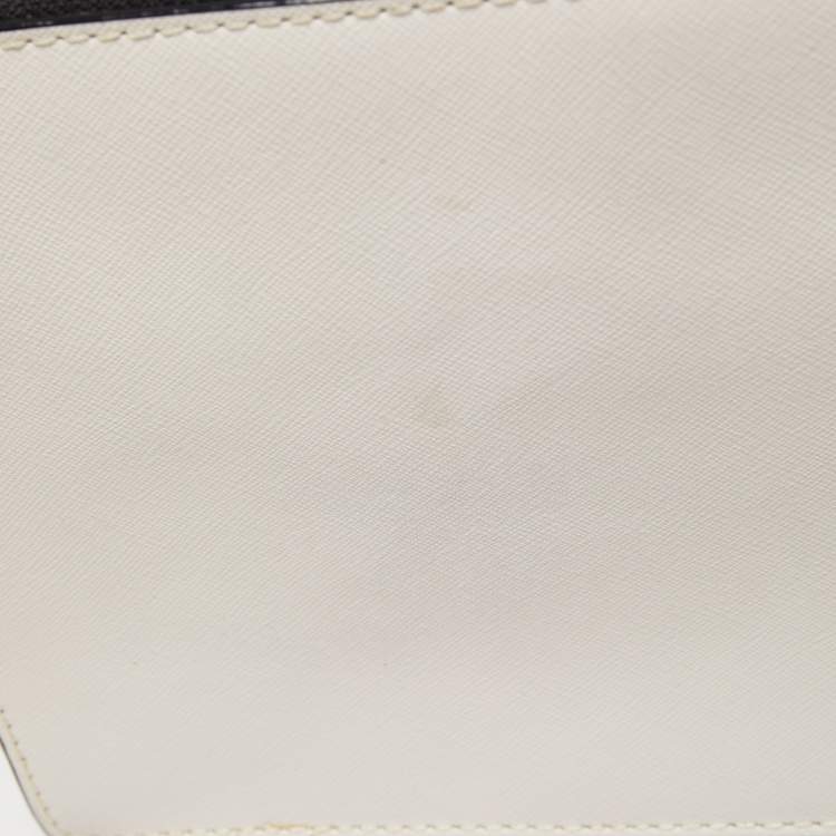 Pre Owned Kate Spade White/Black Leather Laser Cut Detail Clarise Crossbody Bag
