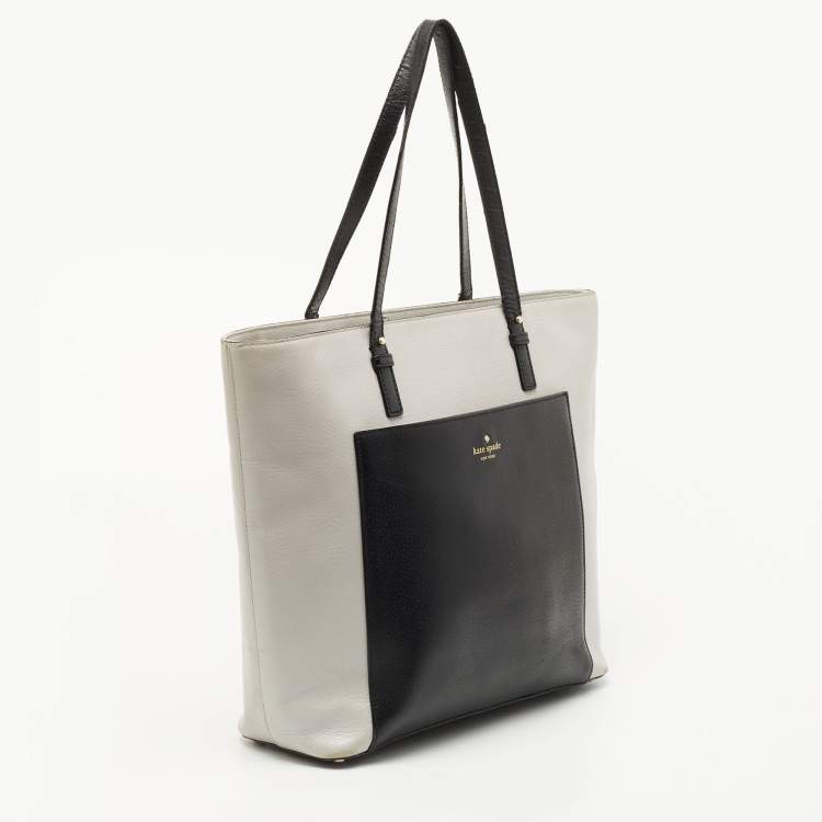 Pre Owned Kate Spade Grey/Black Leather Street Sadie Tote 