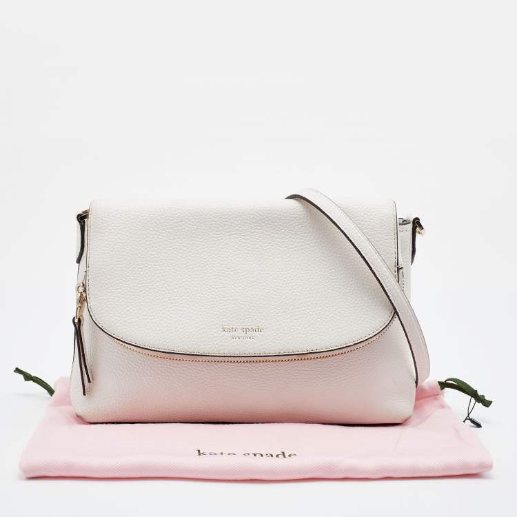 Pre Owned Kate Spade Off White Leather Polly Convertible Flap Crossbody Bag