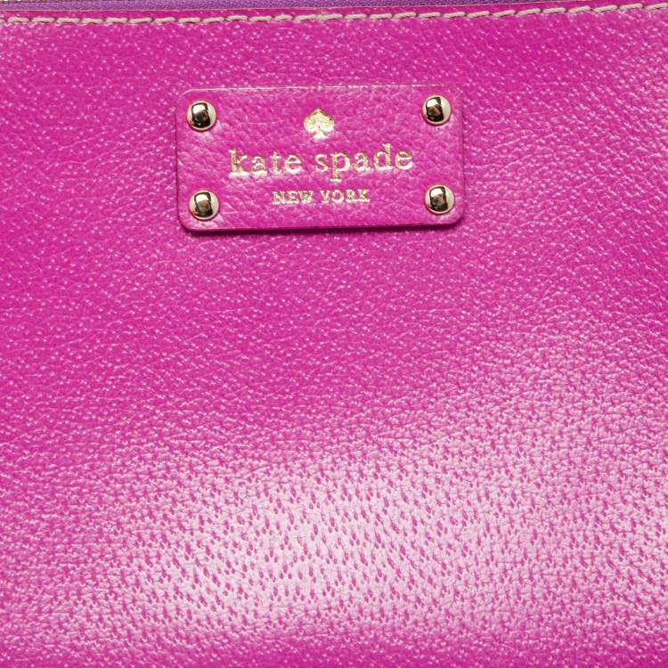 Pre Owned Kate Spade Fuchsia Leather Zip Chain Baguette Bag
