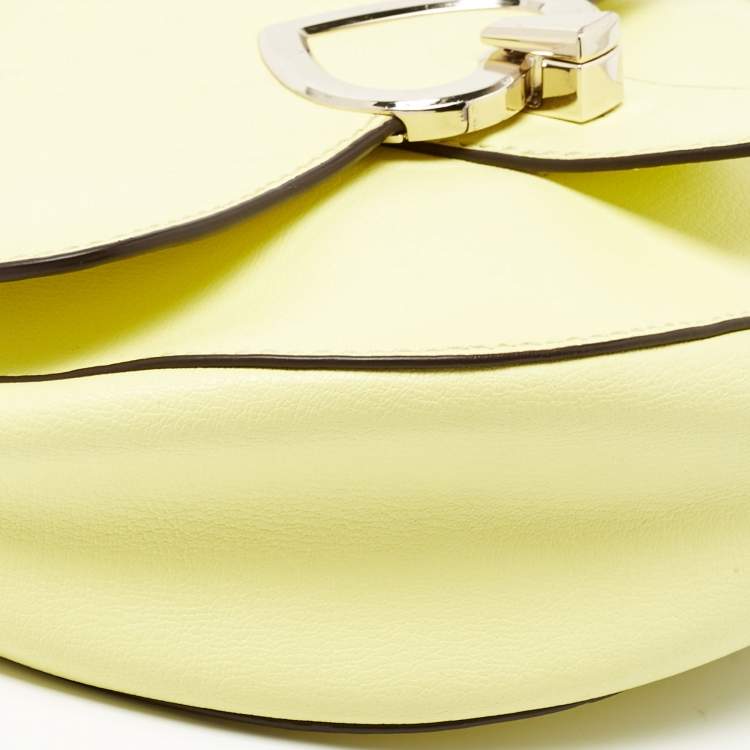 Pre Owned Kate Spade Yellow Leather Robyn Saddle Crossbody Bag